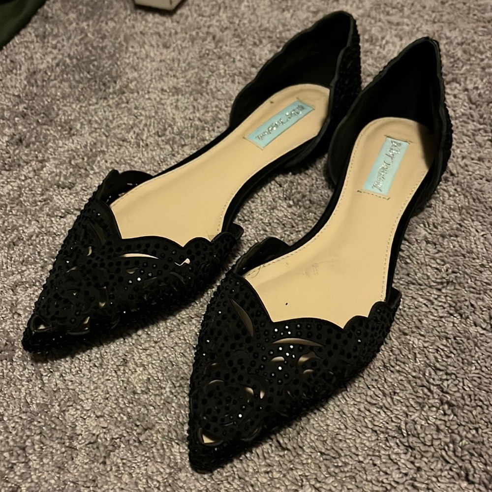 Black Dressy Sparkle Ballet Flats - Size 9.5